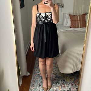 Jessica McClintock‎ Dress Womens Size 6 Black White Empire Waist